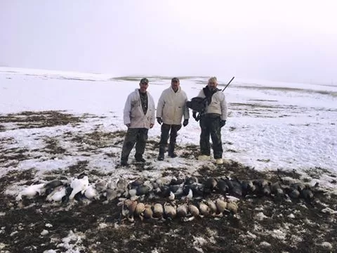 Hurricane at home and home and these guys are battling the snow on their guided Saskatchewan waterfowl hunting trip
